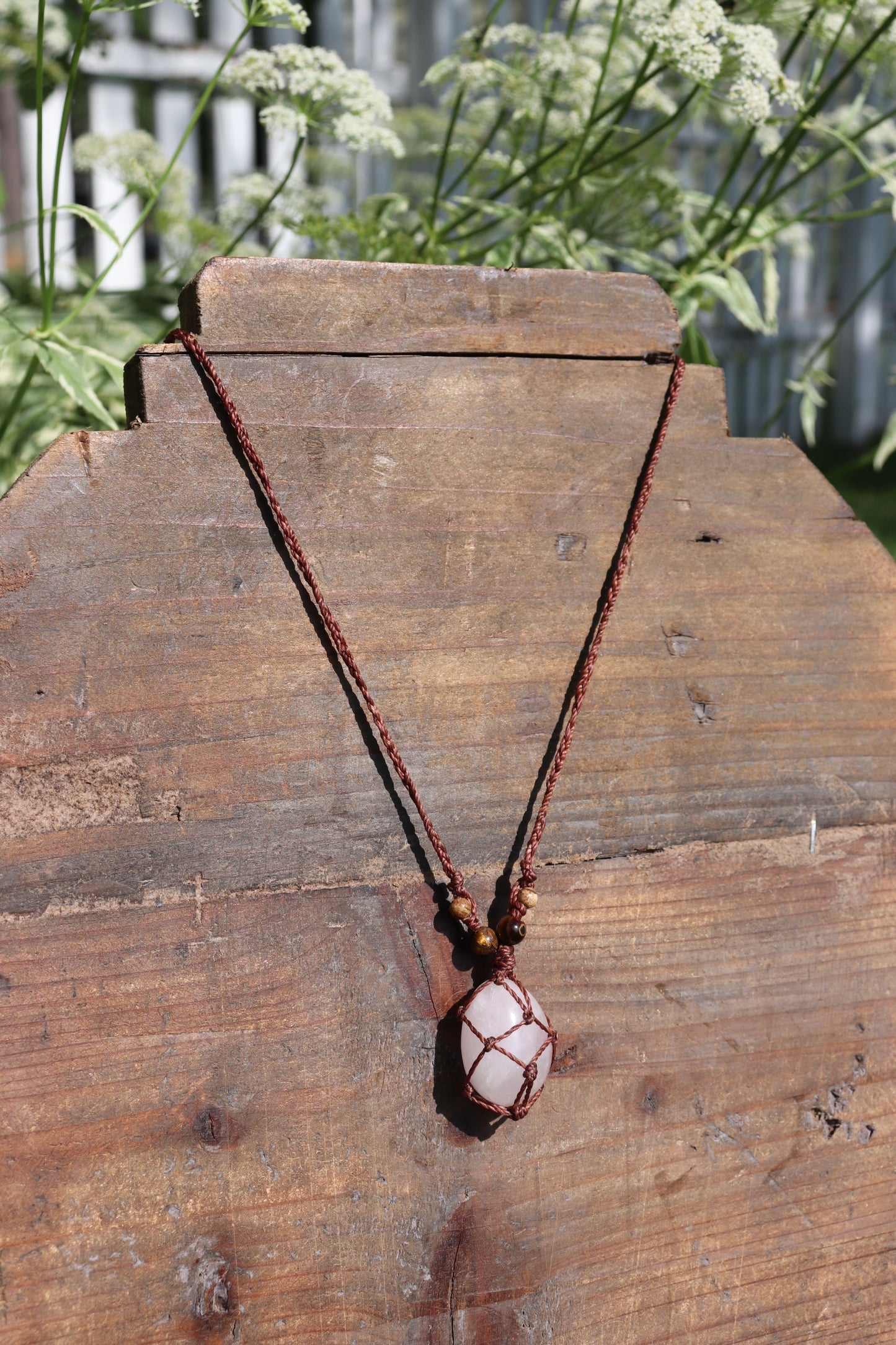 Rose Quartz Macramé Necklace