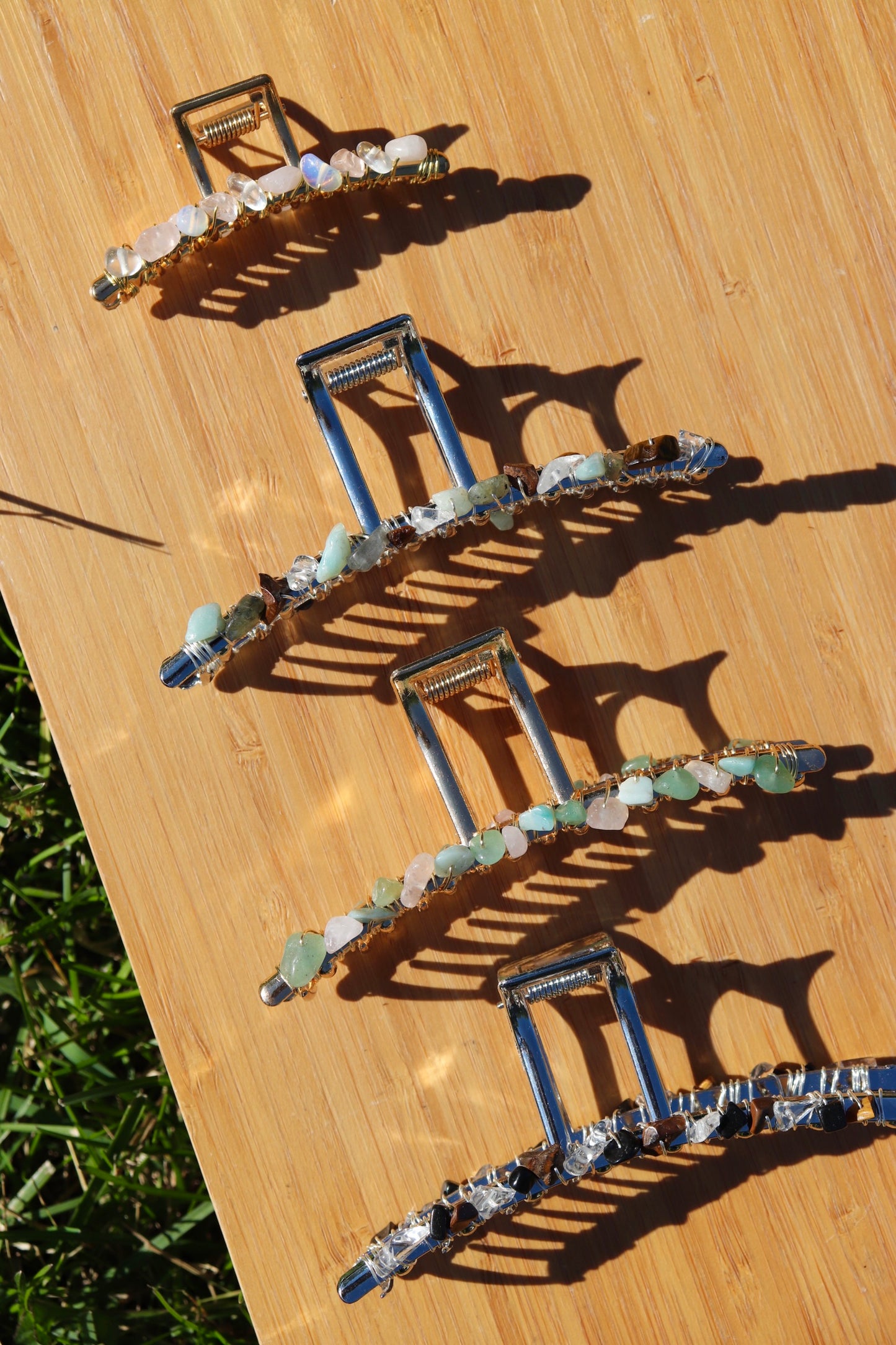 Silver Crystal Claw Clip (Labradorite, Amazonite, Tiger's Eye)