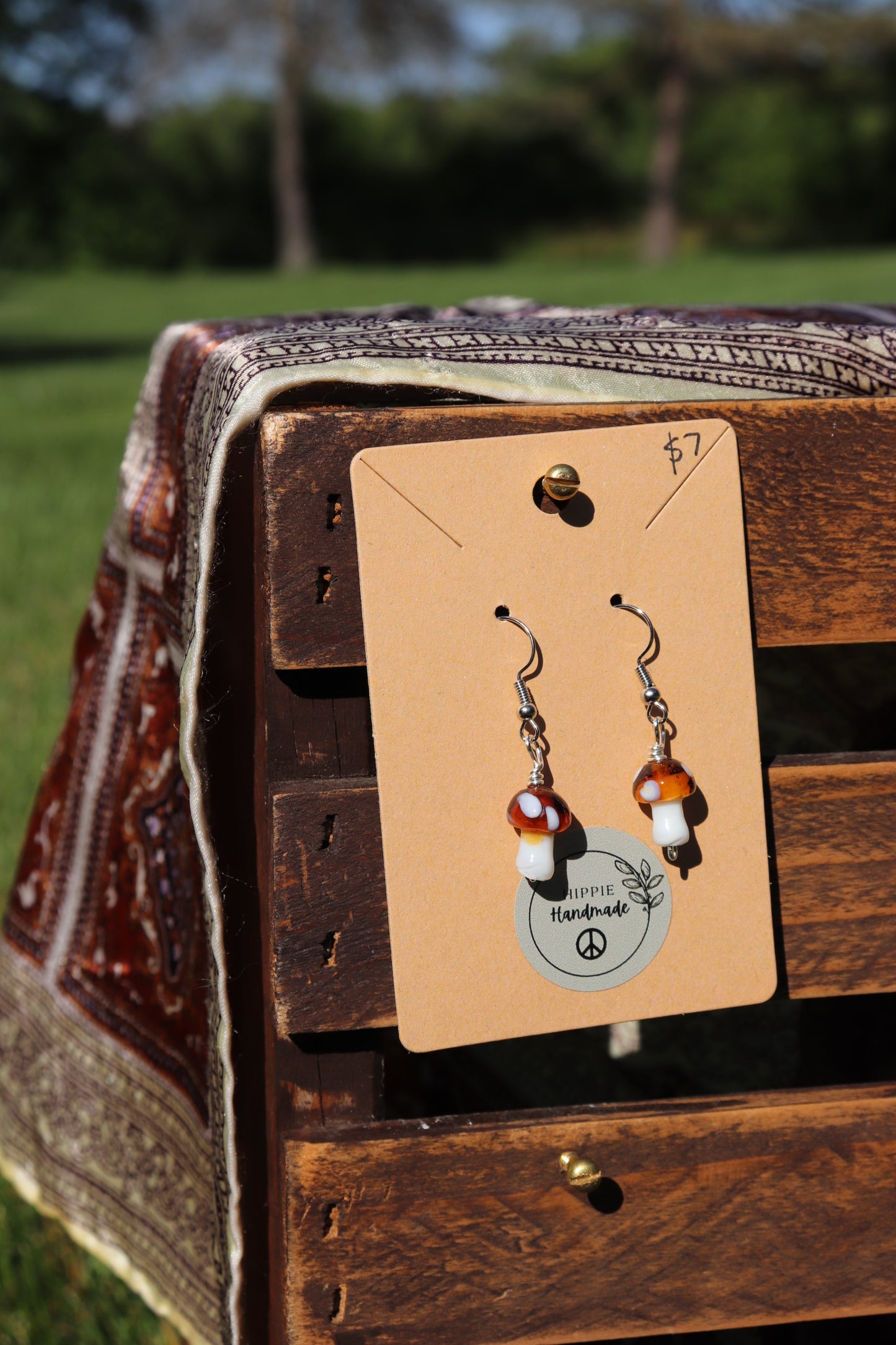 Brown Mushroom Earrings