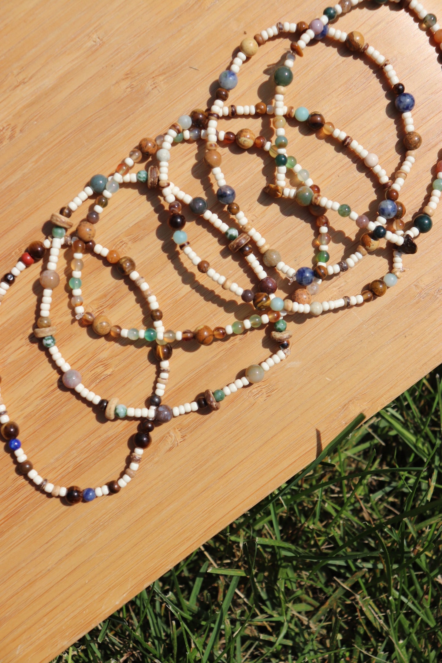 Dalmatian Jasper Stretchy Beaded Anklet