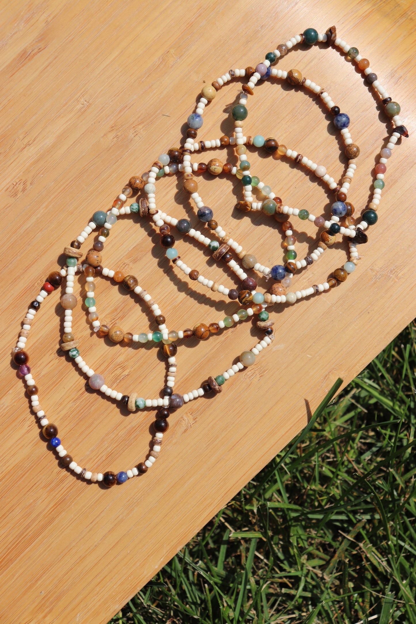 Sodalite/Picture Jasper Stretchy Beaded Anklet