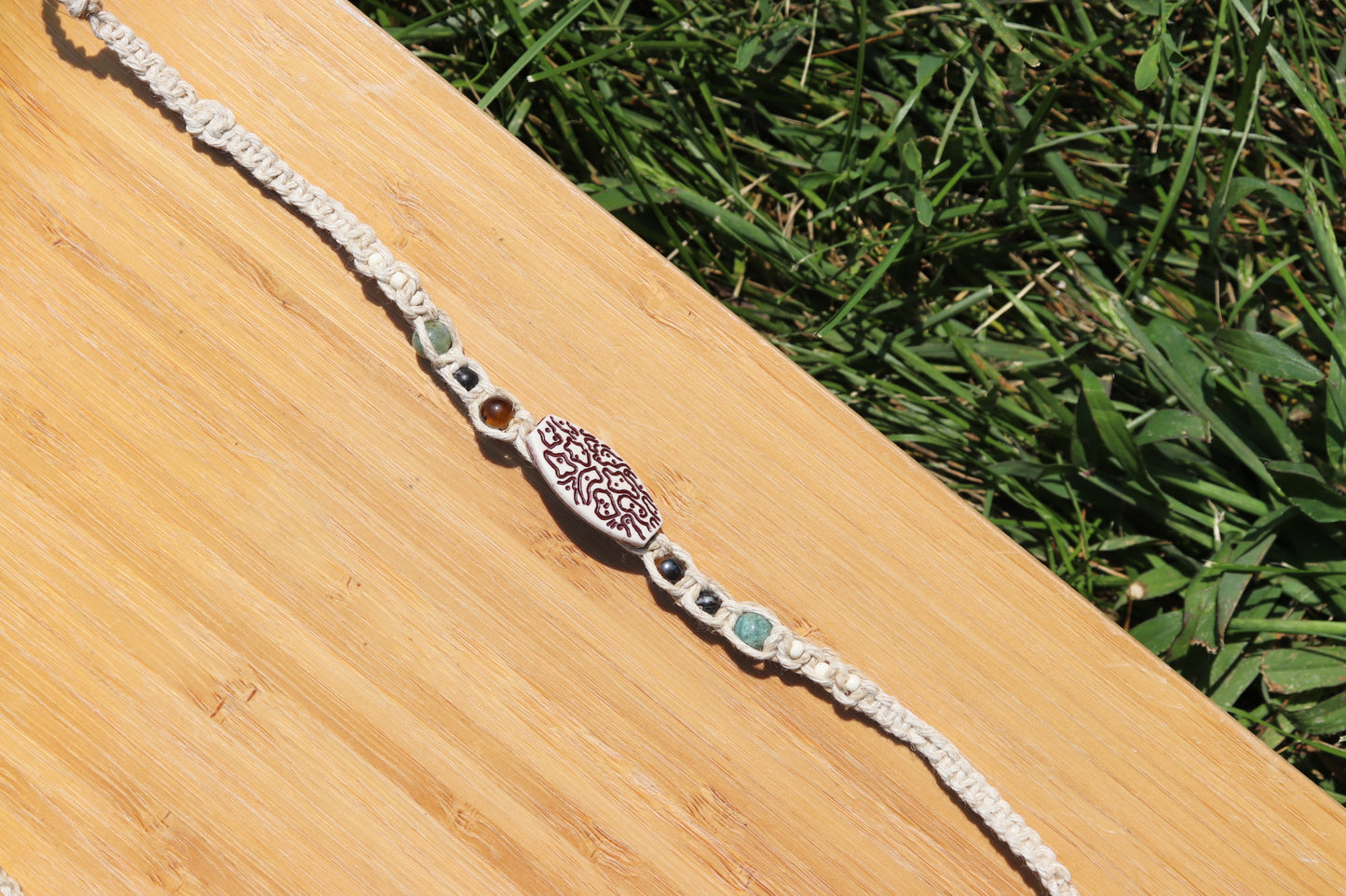 Indian Agate Hemp Macramé Anklet