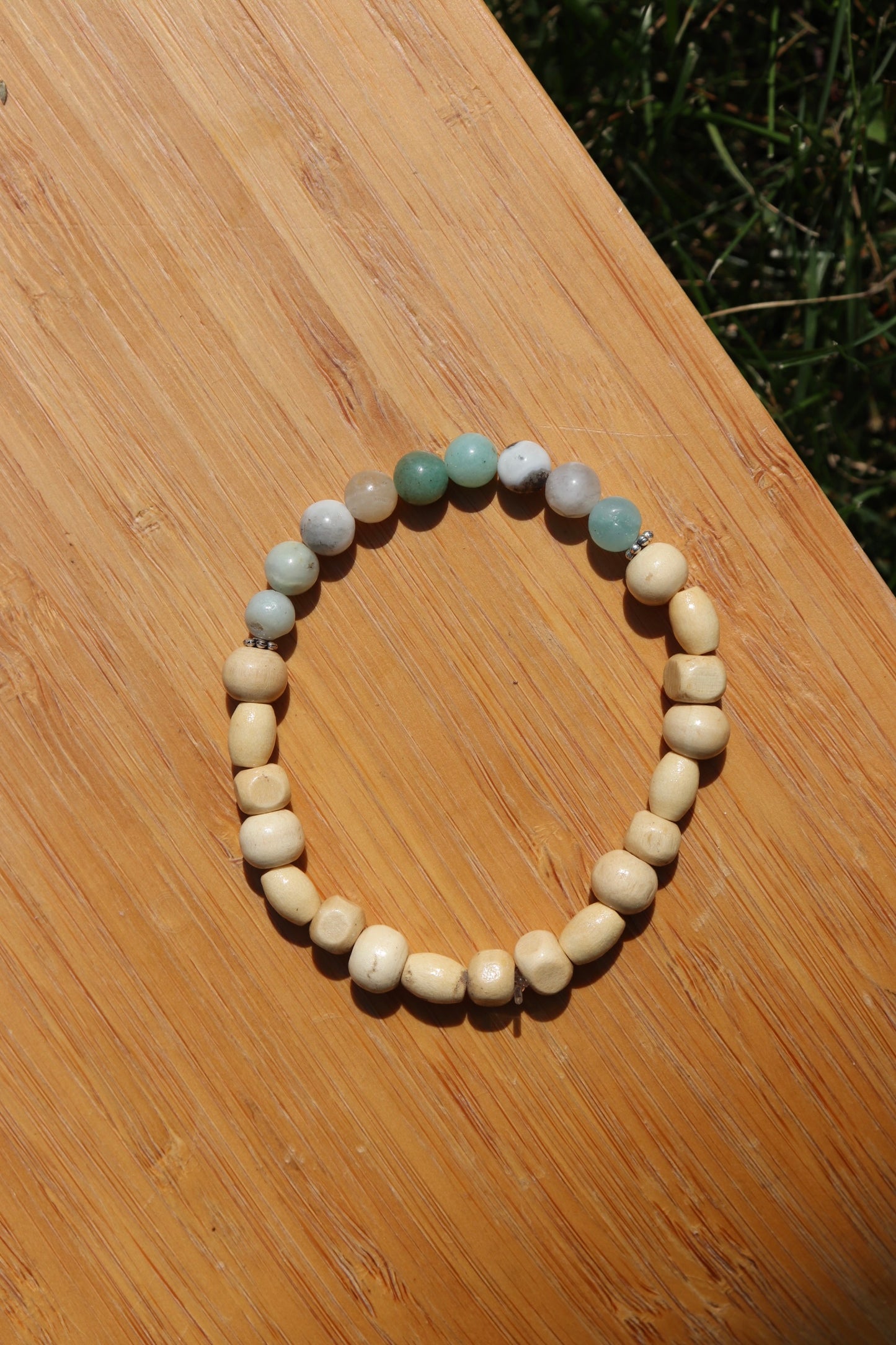 Amazonite & Wood Bracelet