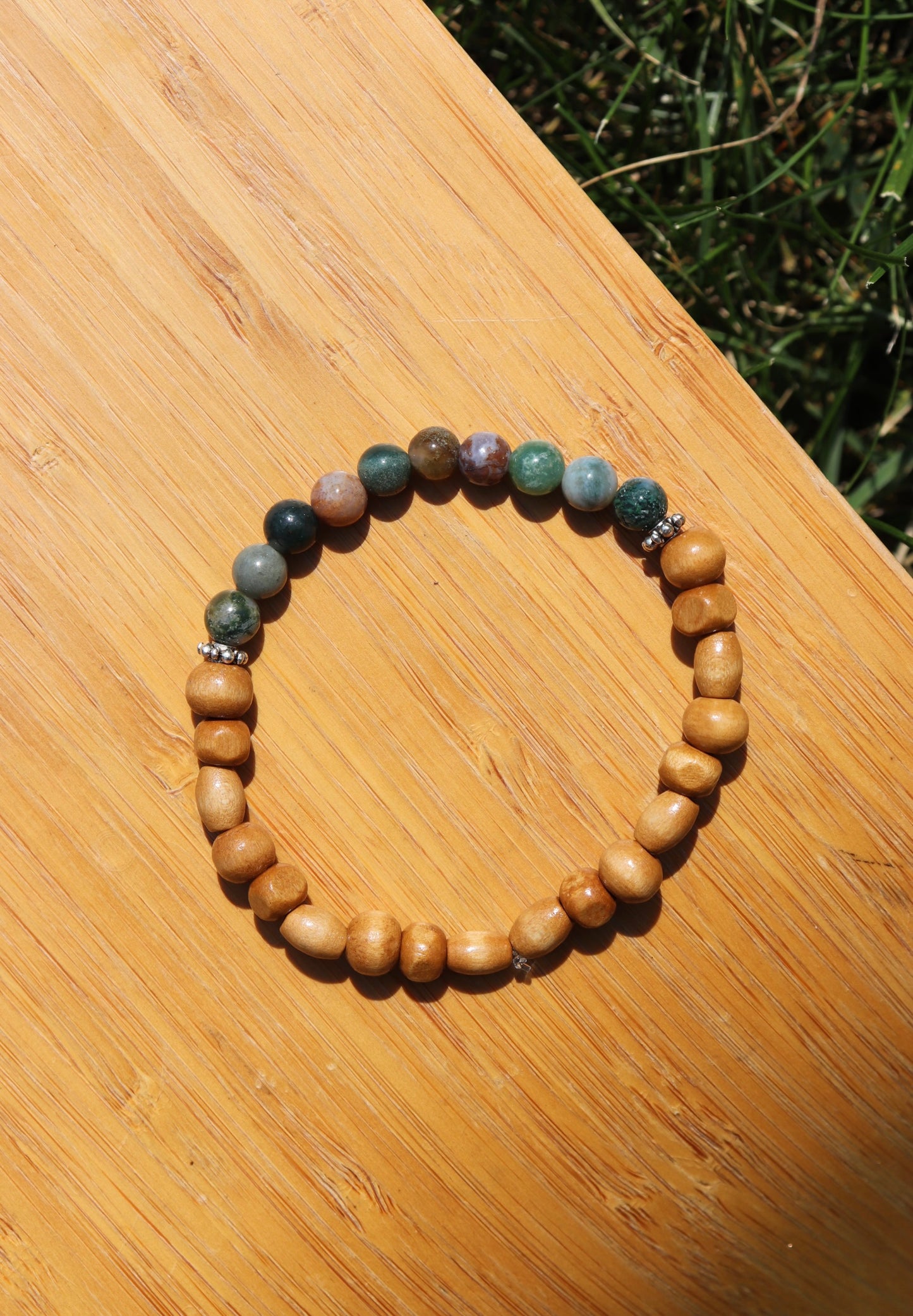Wood & Indian Agate Bracelet