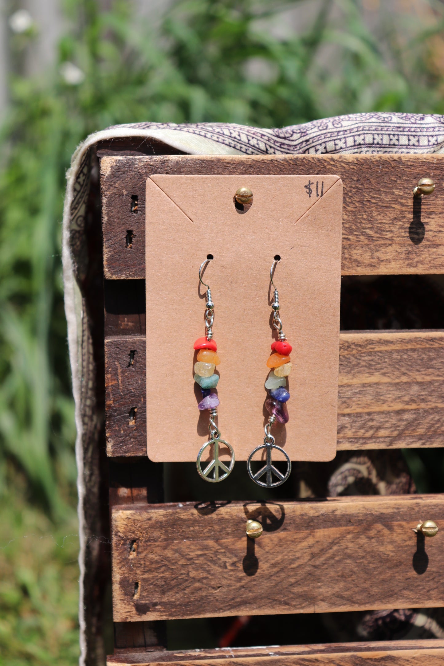 Rainbow Peace Sign Dangles