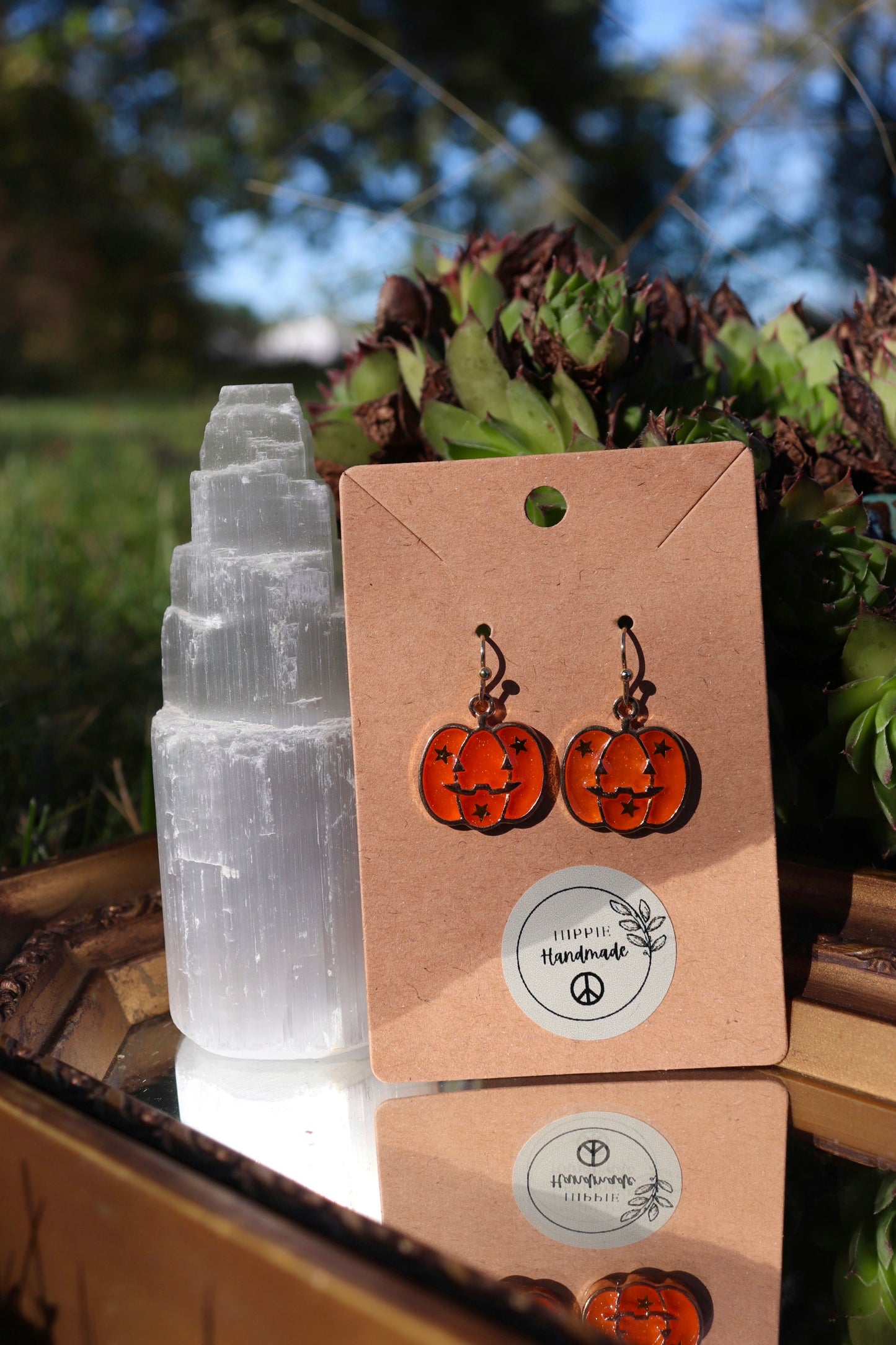 Gold Jack-o-Lantern Dangles