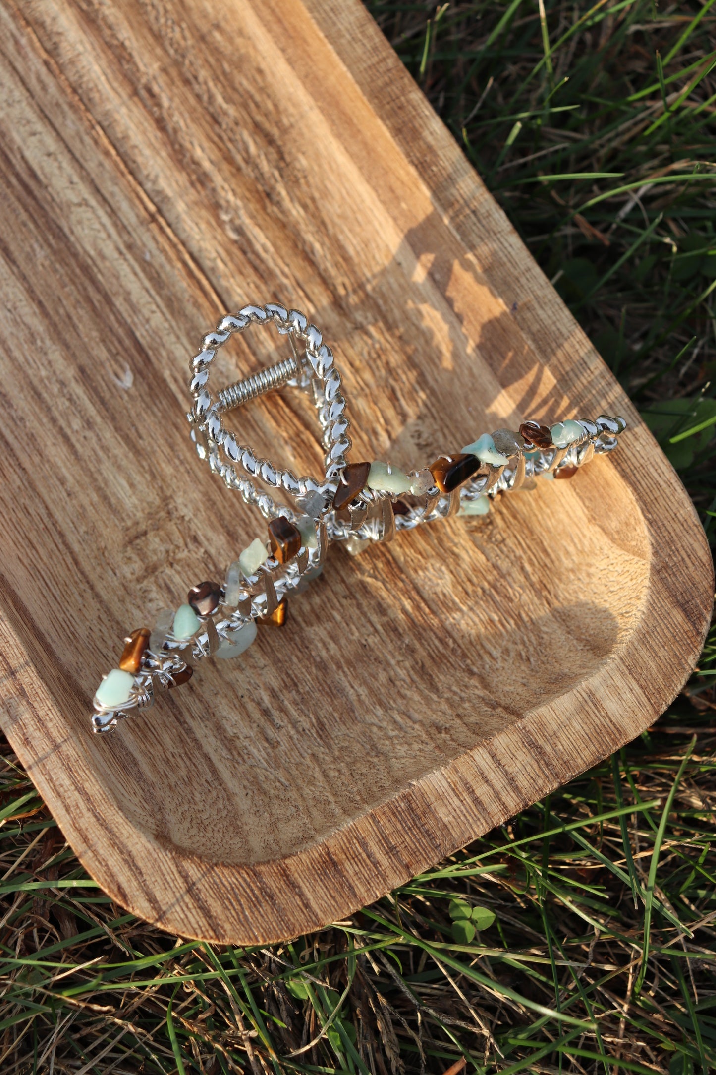 Silver Claw Clip (Amazonite, Tiger's Eye, Labradorite)