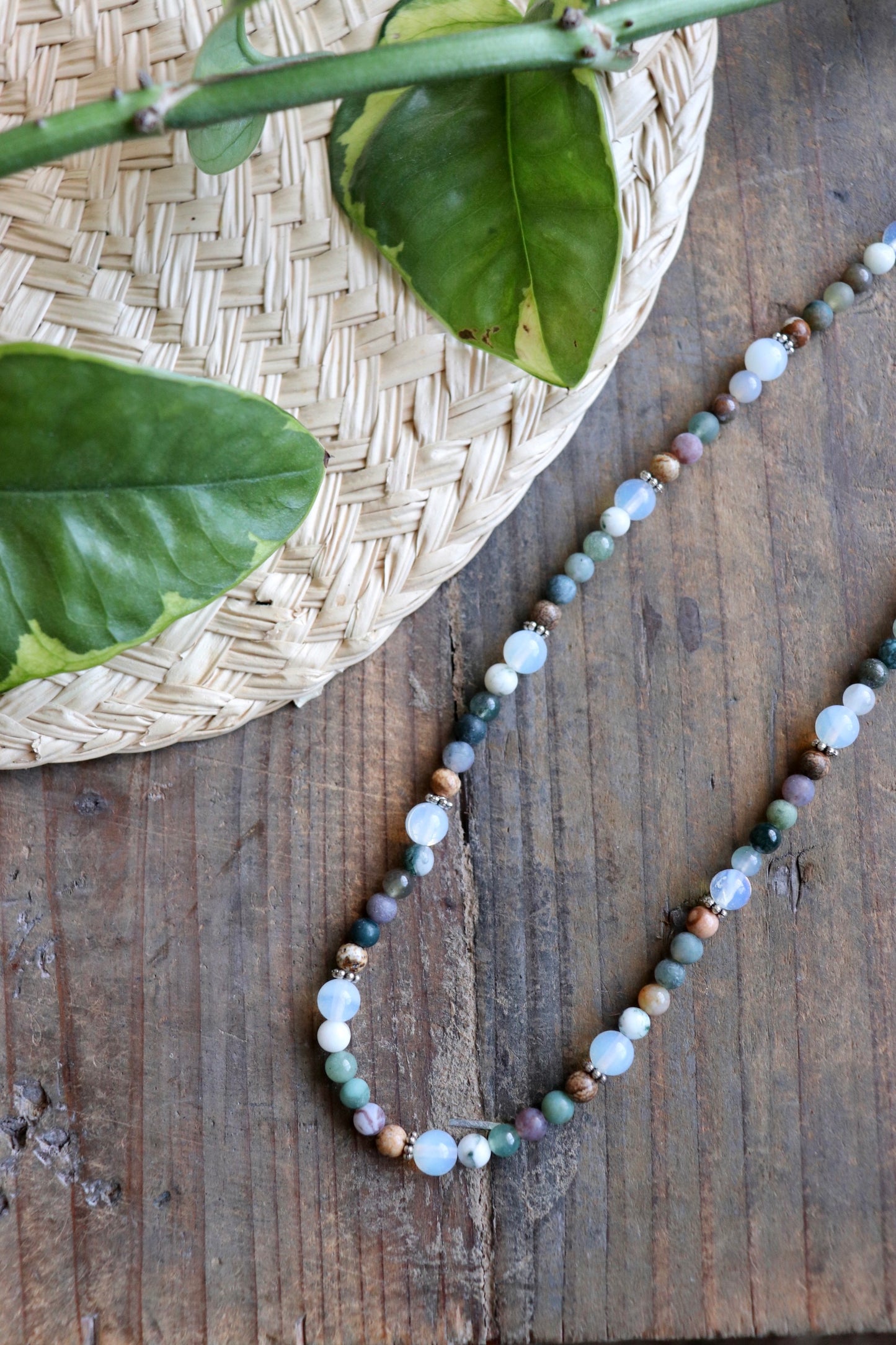 Indian Agate Earthy Crystal Beaded Necklace
