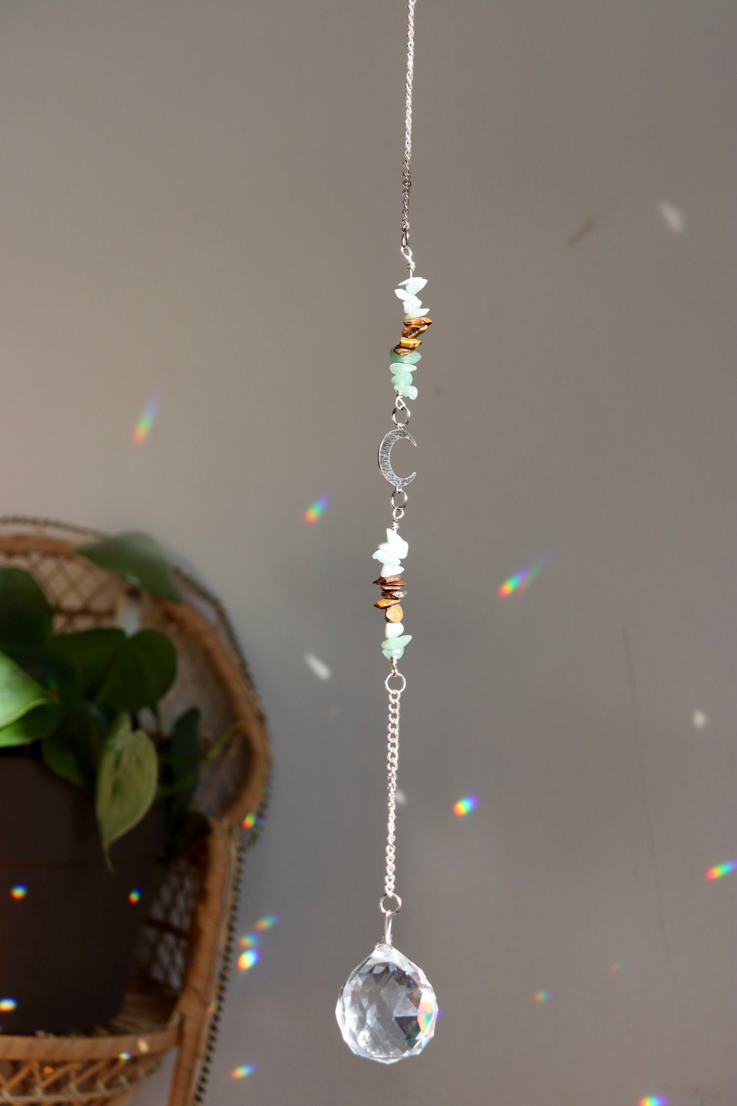 Silver Crescent Moon Suncatcher