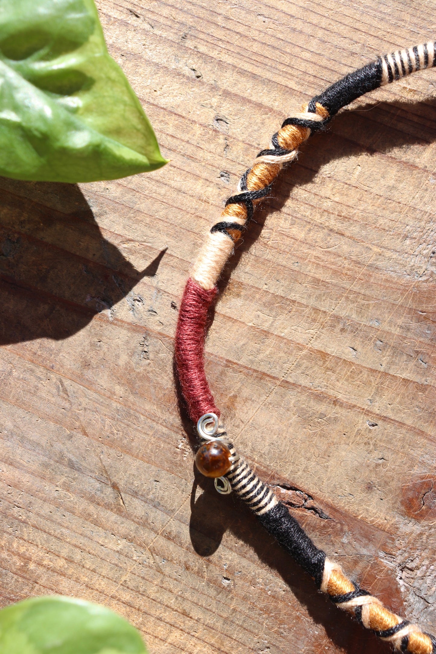 Maroon & Tiger's Eye Clip-In Hairwrap