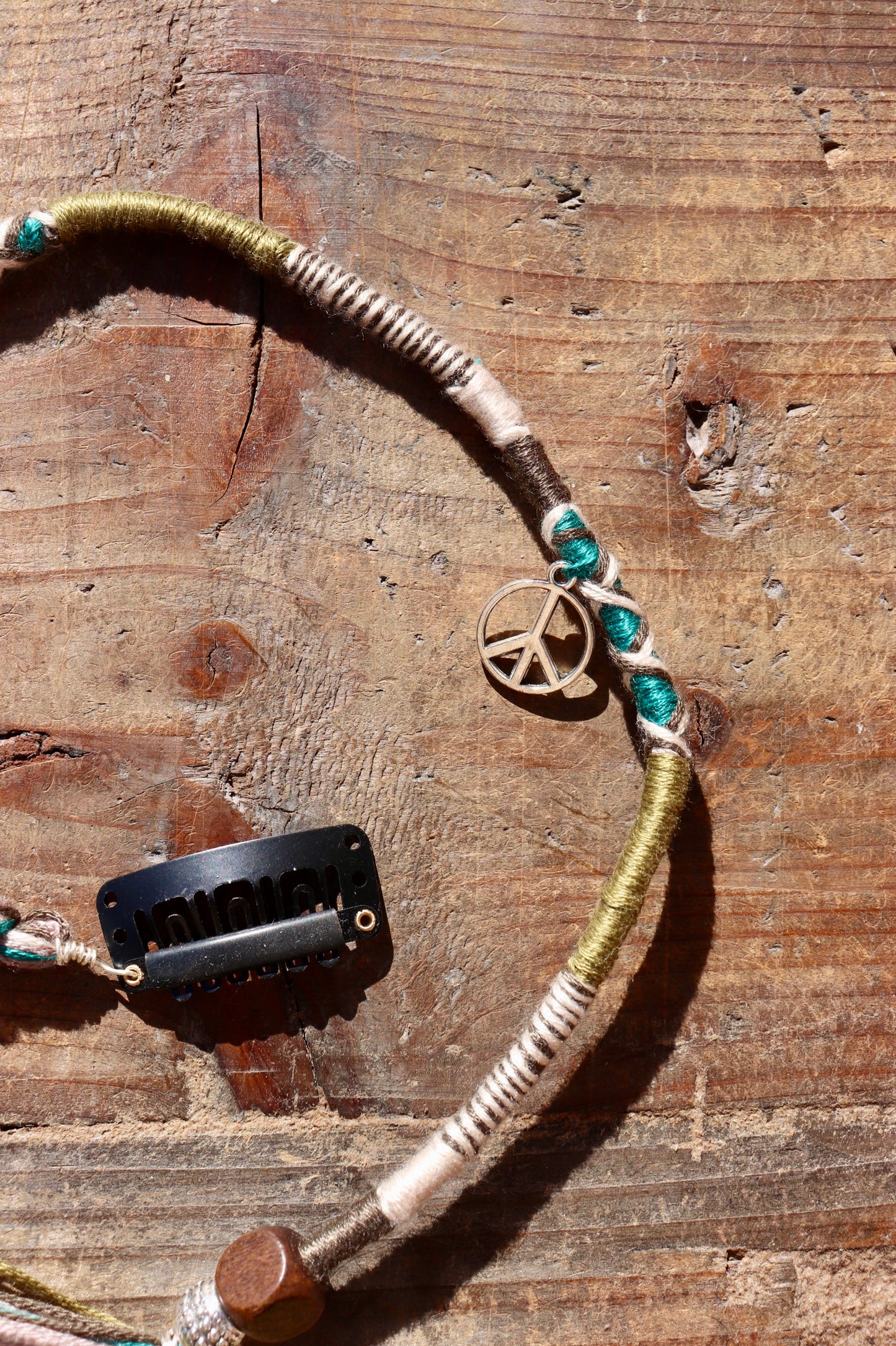 Teal, Green Peace Sign Clip-In Wrap