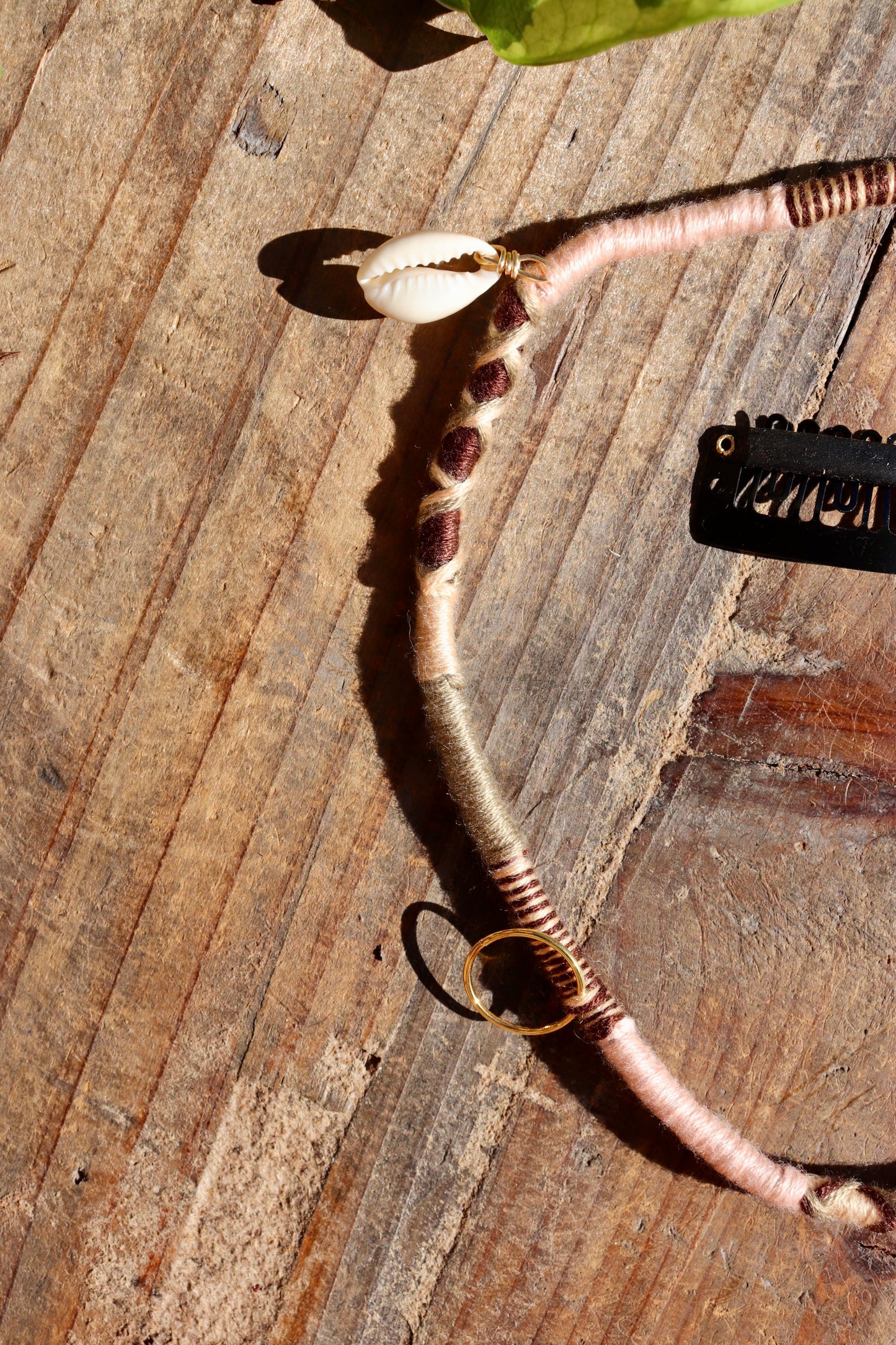 Pink, Green, Seashell Clip-In Hairwrap