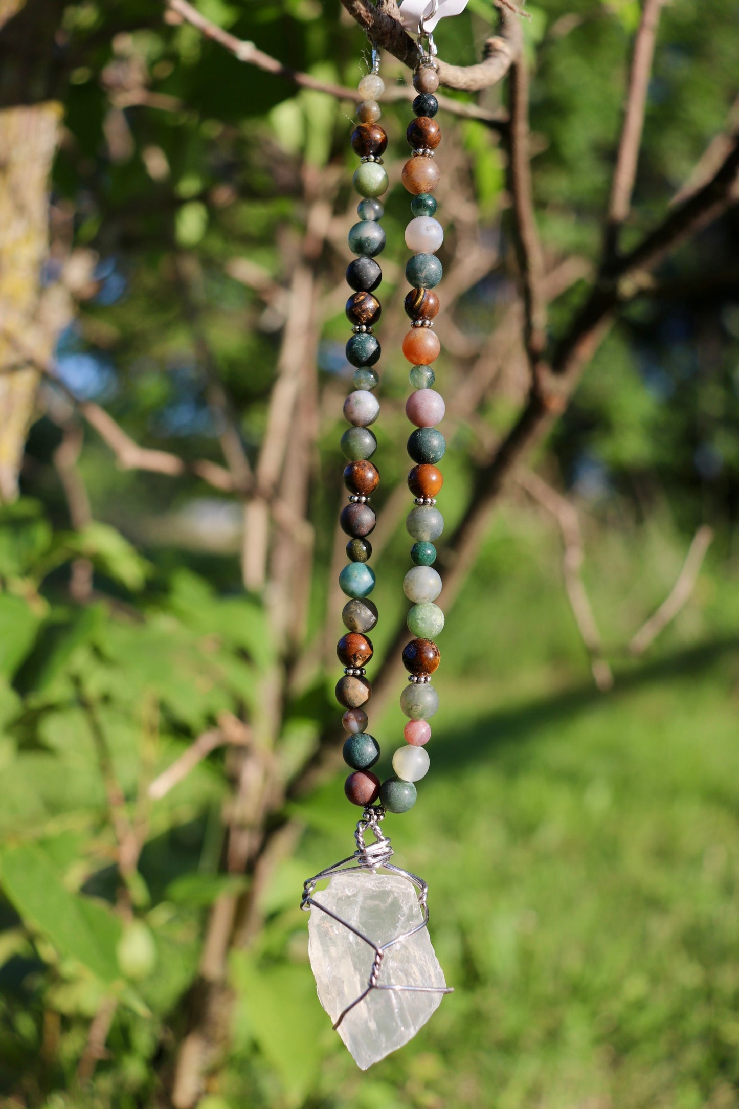 Earthy Girasol Opal Car Mirror Accessory