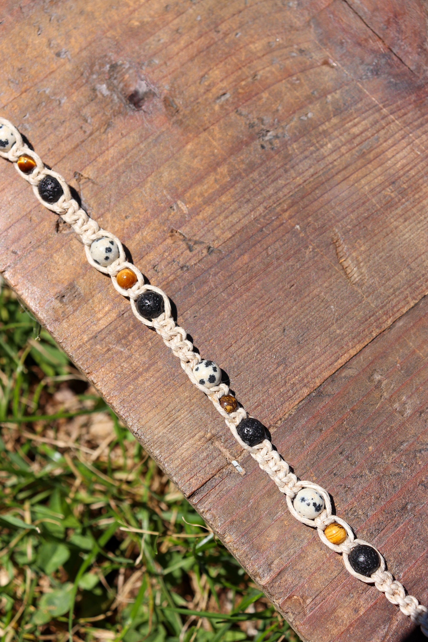 Dalmatian Jasper Hemp Macramè Anklet