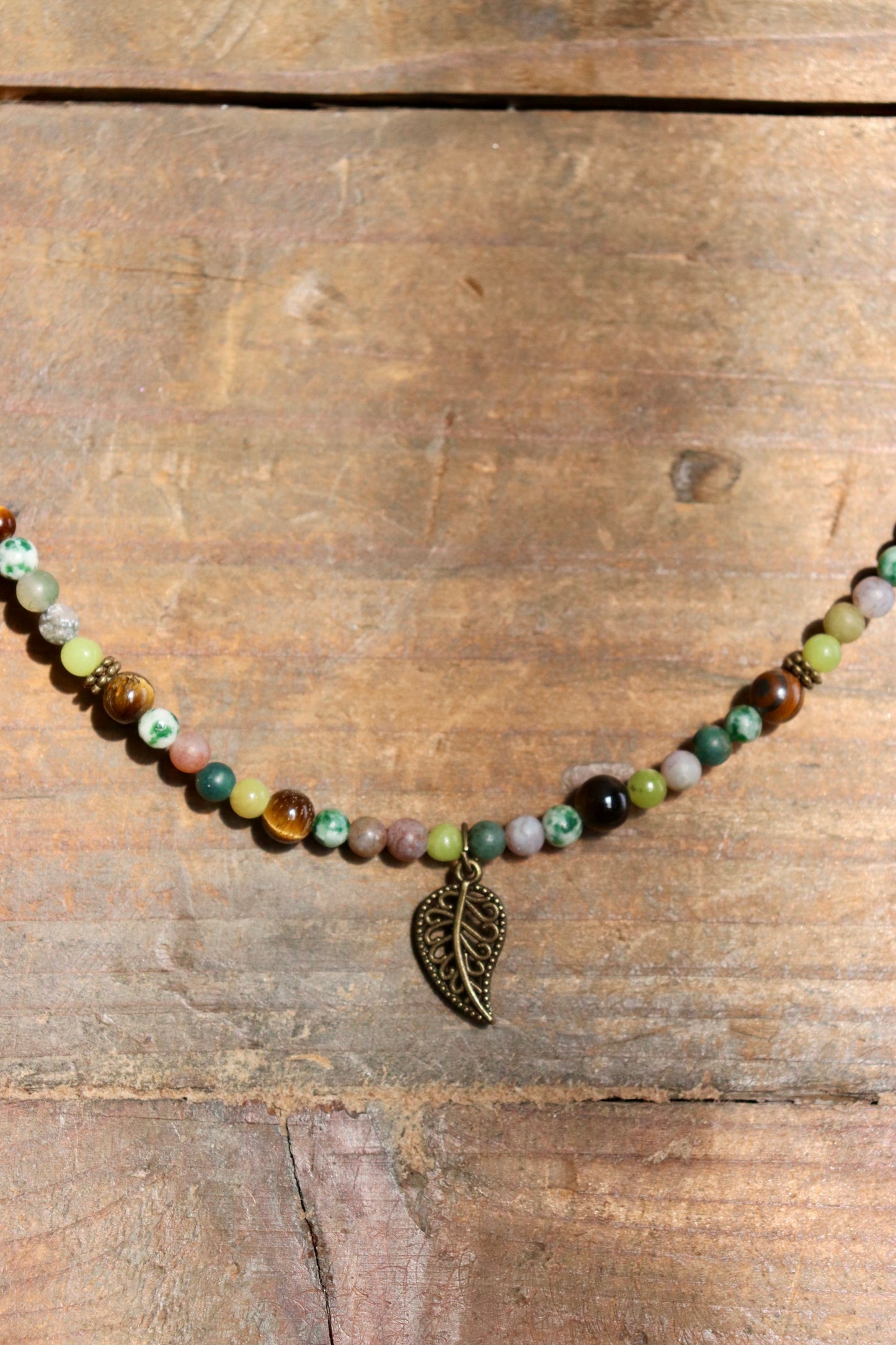 Earth Toned Brass Leaf Necklaces