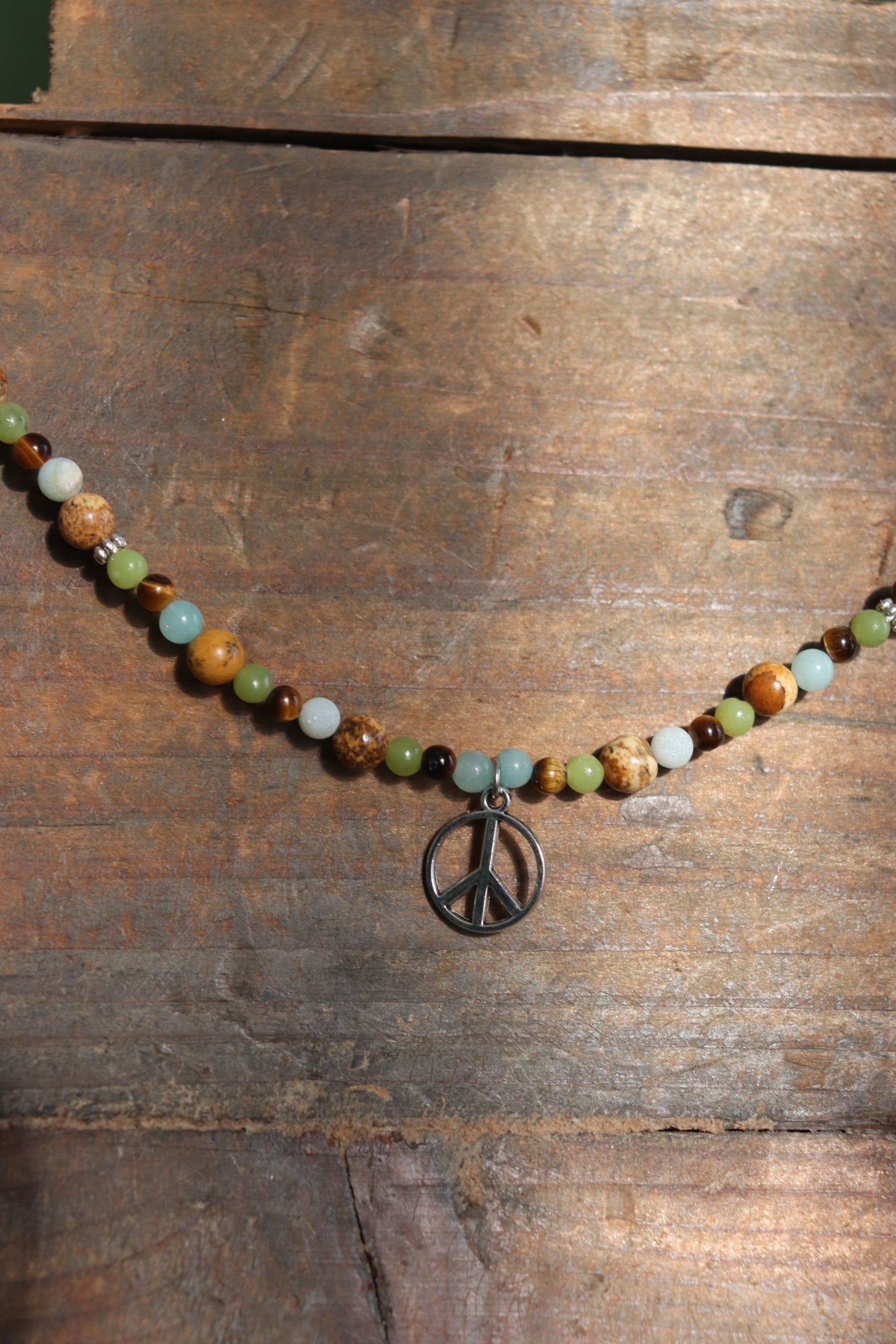 Earthy Peace Sign Necklace