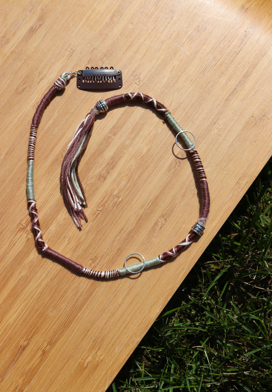 Purple, Blue Brown Clip In Hairwrap