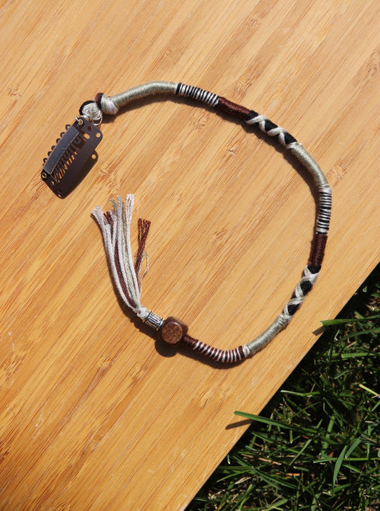 Olive Green and Brown Clip In Hairwrap