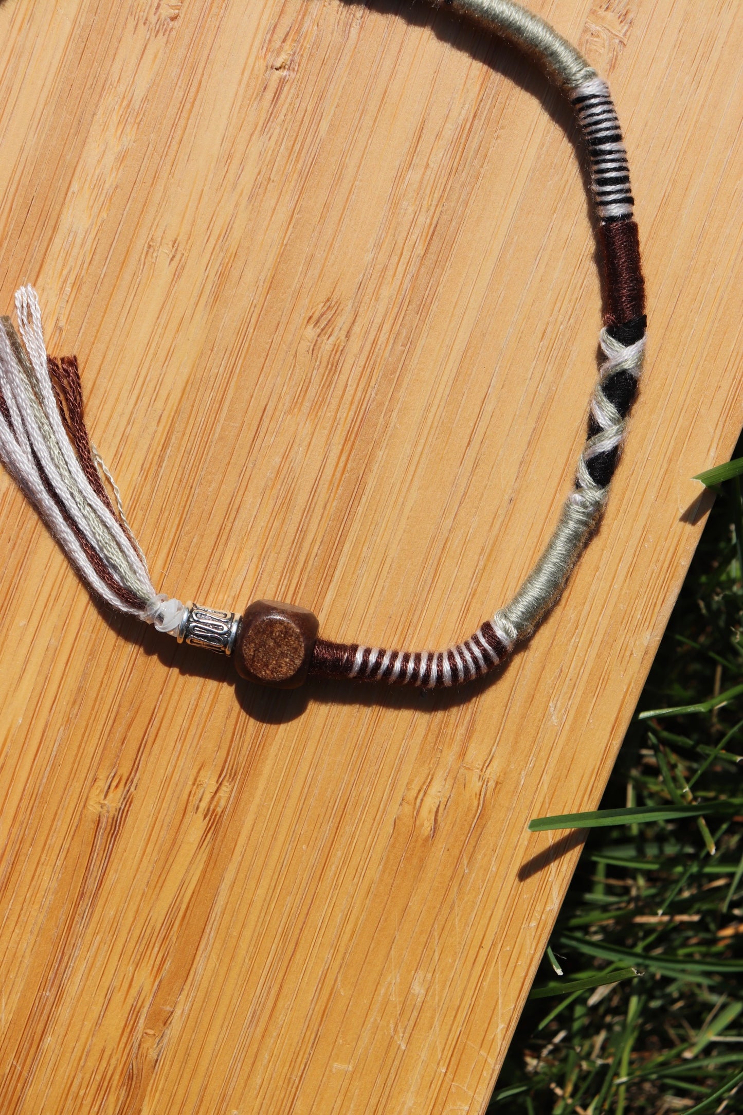 Olive Green and Brown Clip In Hairwrap