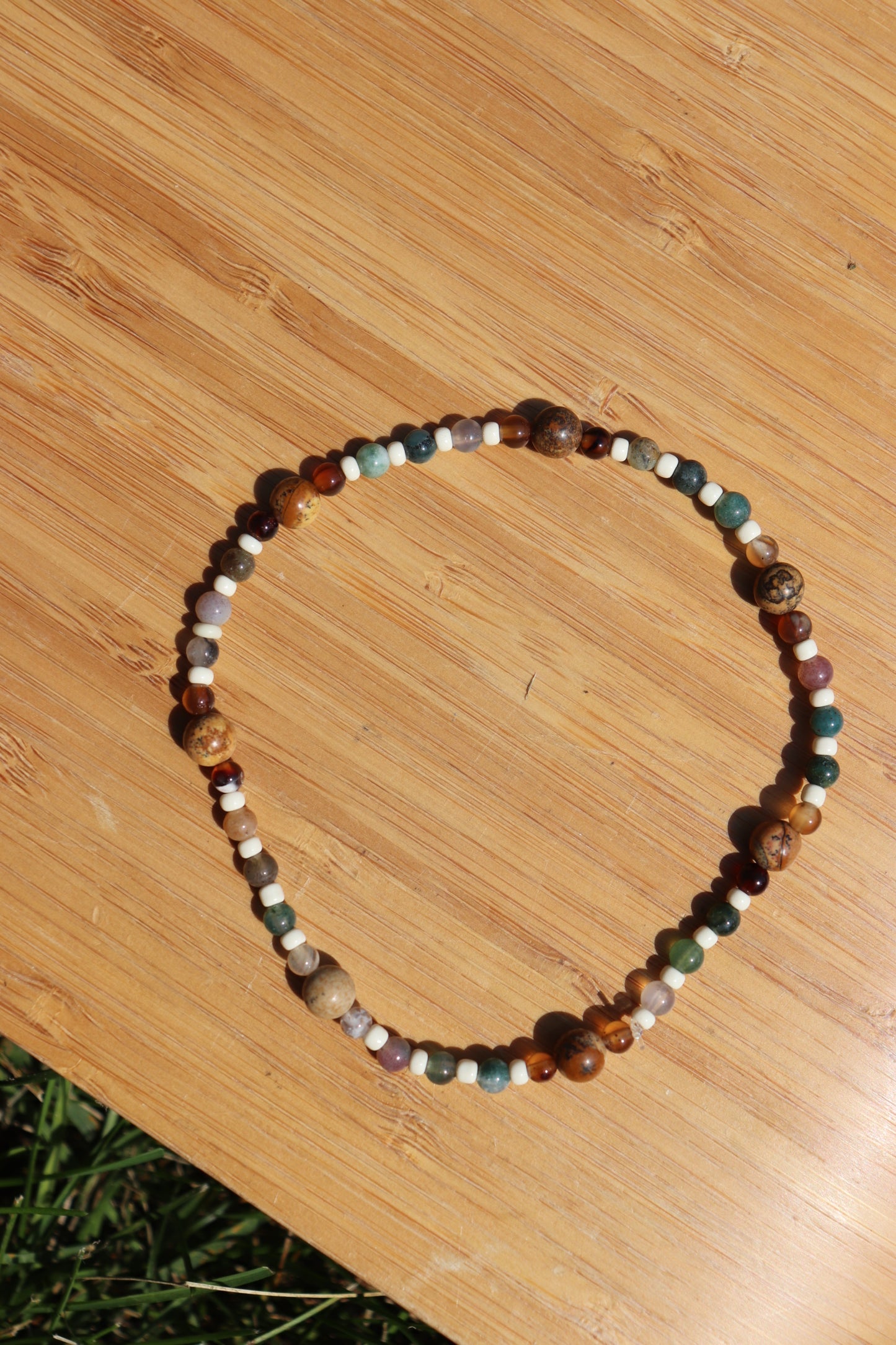Agate Stretchy Beaded Anklet
