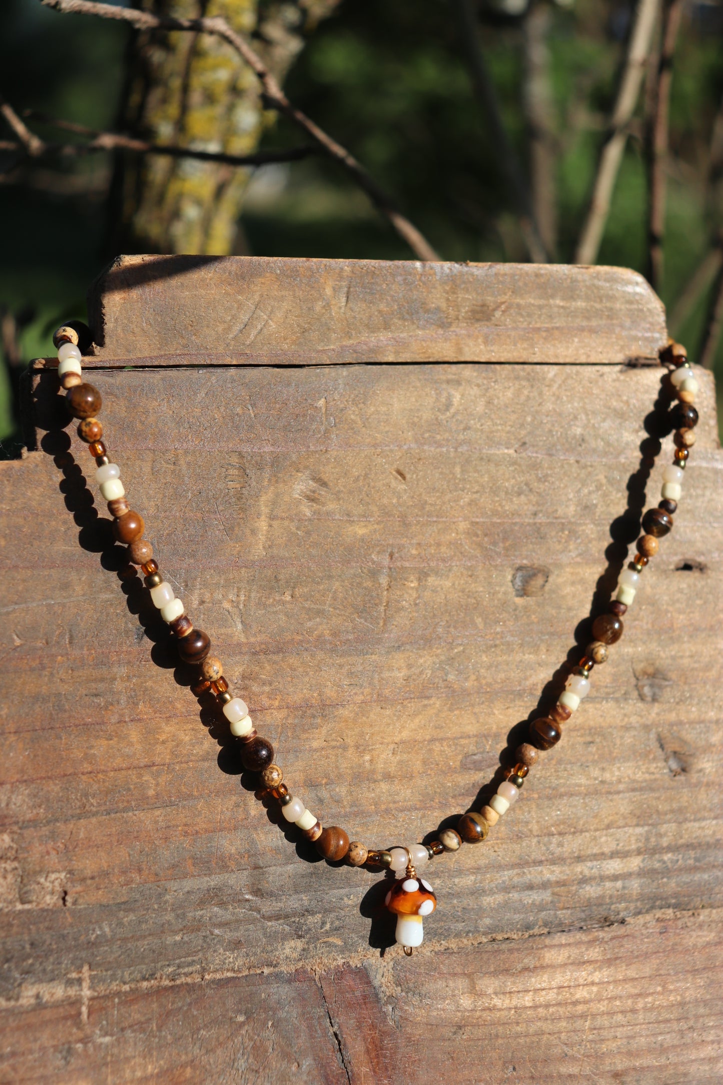 Neutral Mushroom Necklace