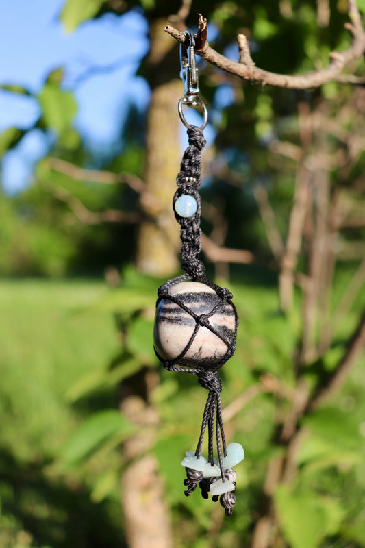 Spiderweb Jasper Macramé Keychain
