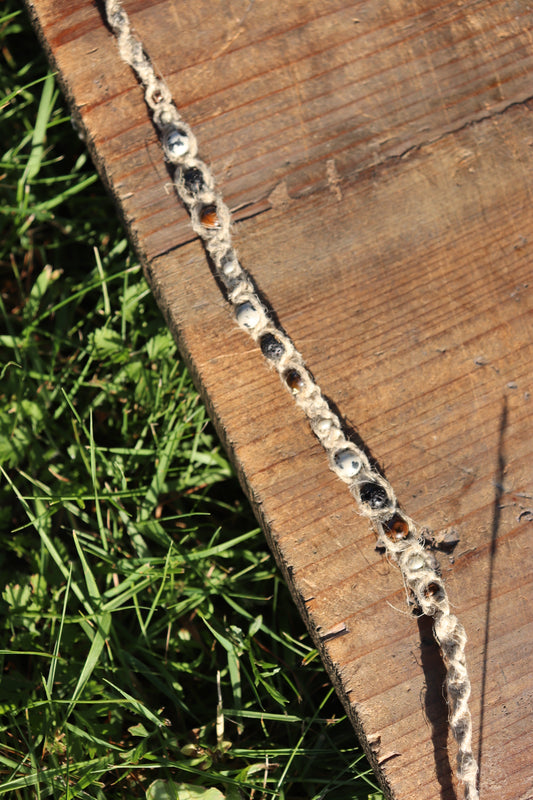 Dalmatian Jasper Hemp Macramé Anklet