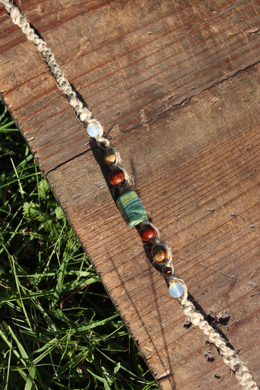 Blue/Green Hemp Macramé Anklet
