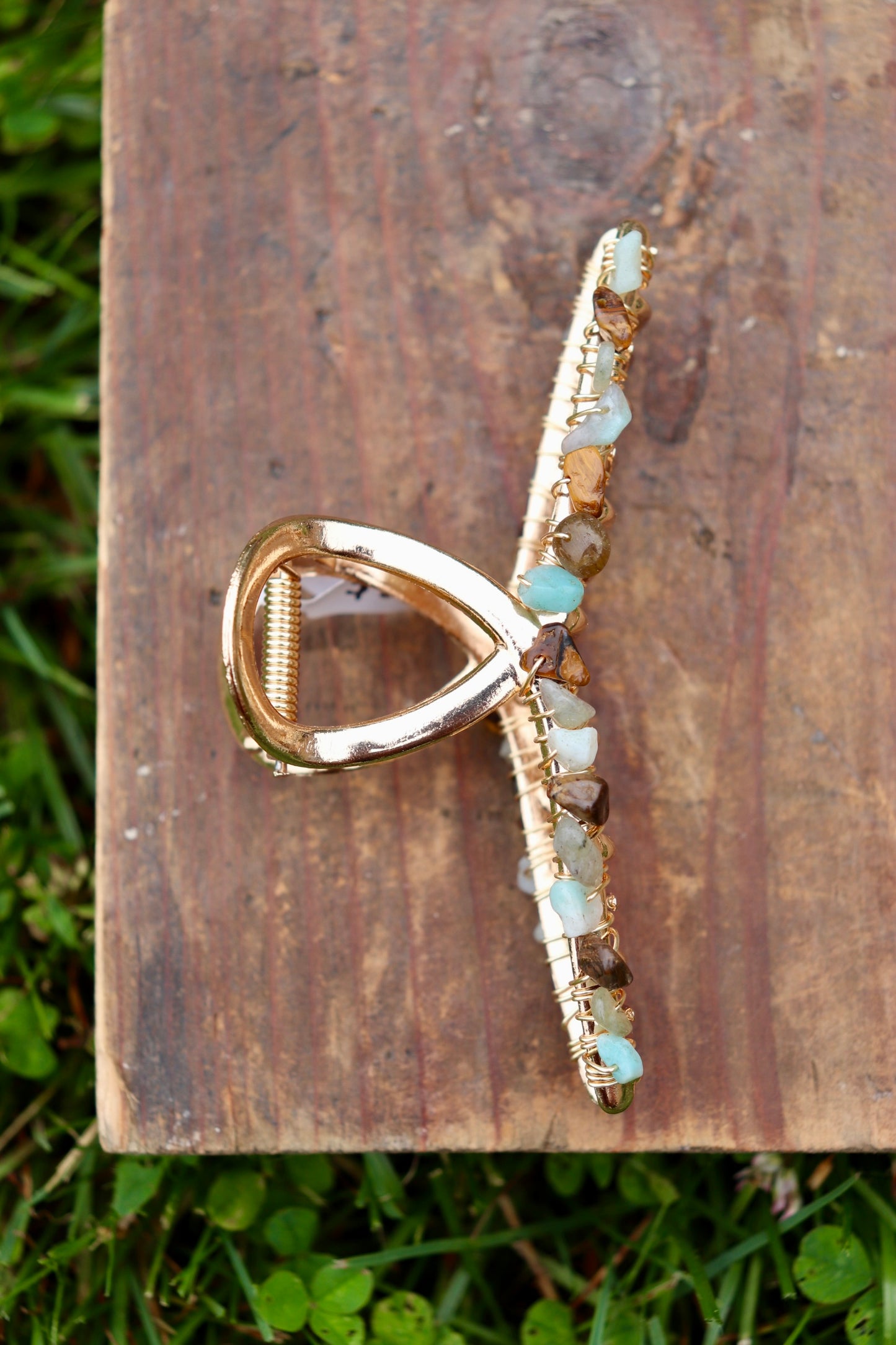 Tiger's Eye, Labradorite, Amazonite Claw Clip