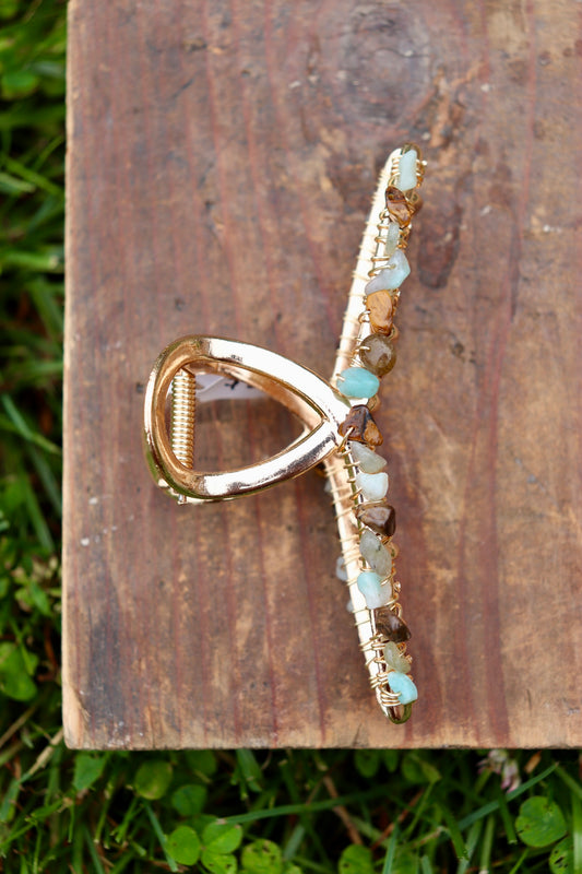 Tiger's Eye, Labradorite, Amazonite Claw Clip