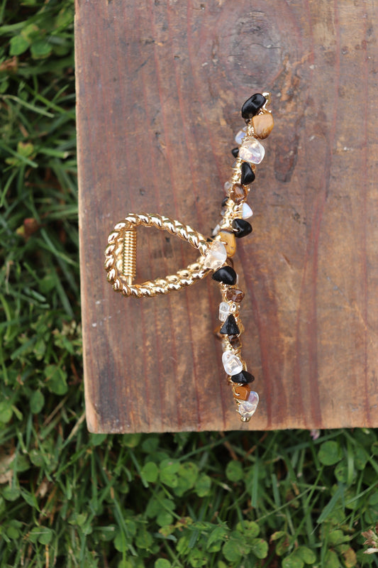 Gold Crystal Claw Clip