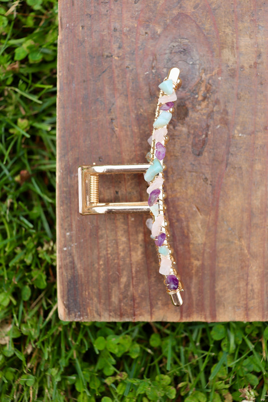 Amethyst, Rose Quartz, Amazonite Claw Clip