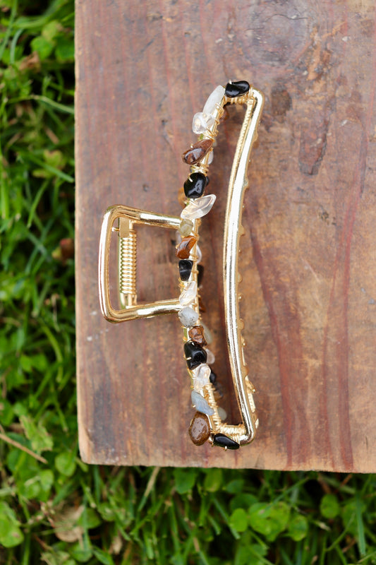 Gold Crystal Claw Clip