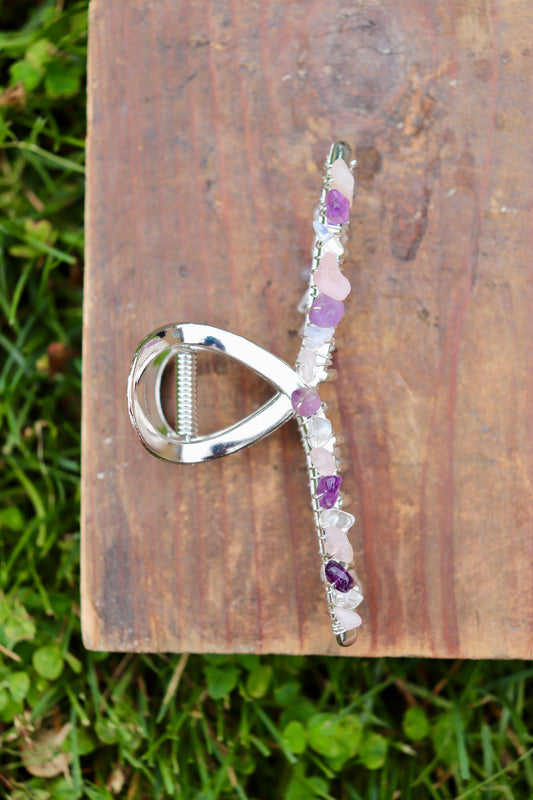 Amethyst & Rose Quartz Claw Clip