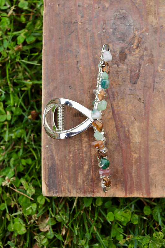 Silver Crystal Claw Clip