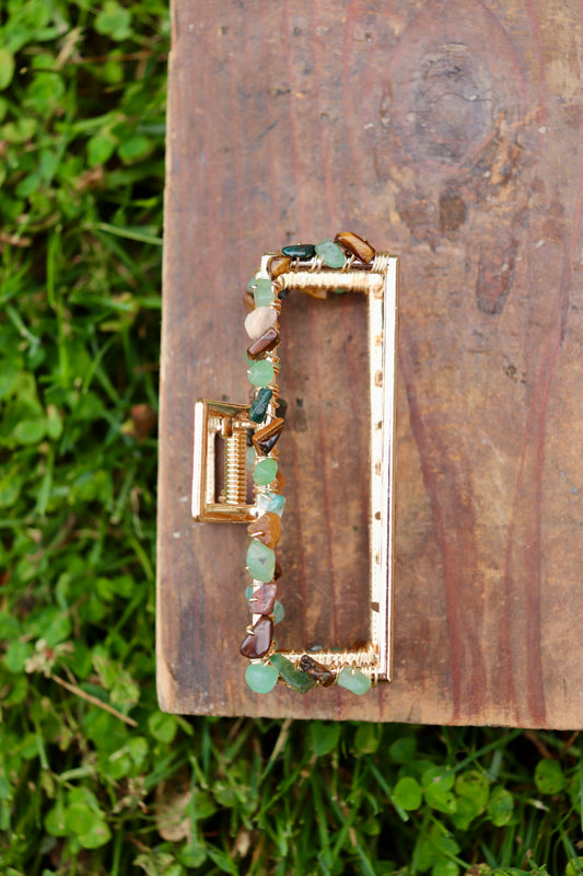 Tiger's Eye, Mixed Jasper, Green Aventurine Claw Clip