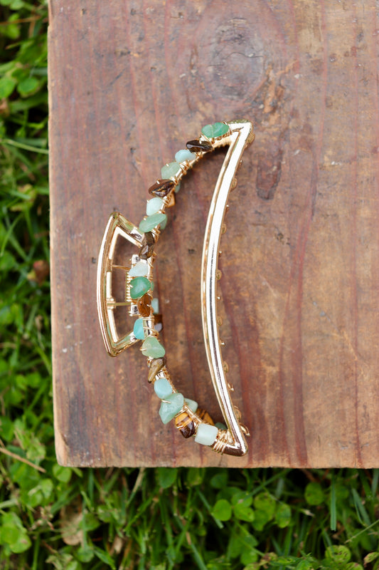 Amazonite, Tiger's Eye, Green Aventurine Claw Clip