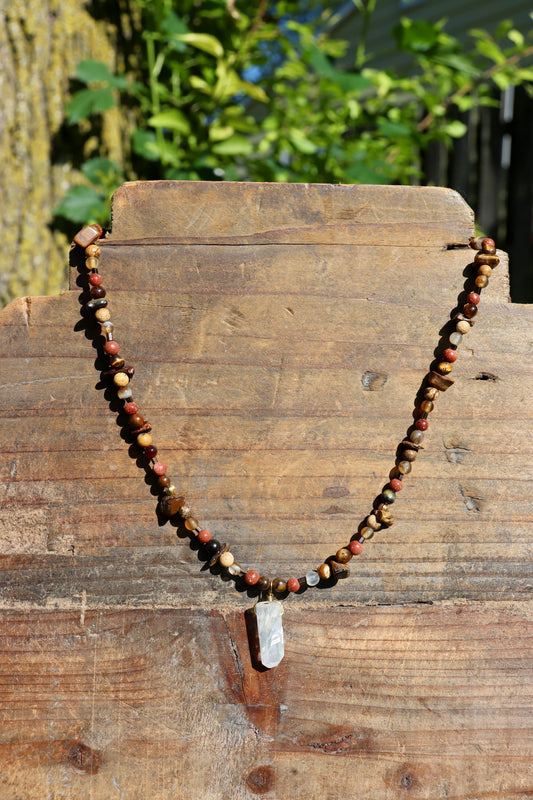 Goldstone  Clear Quartz Necklace