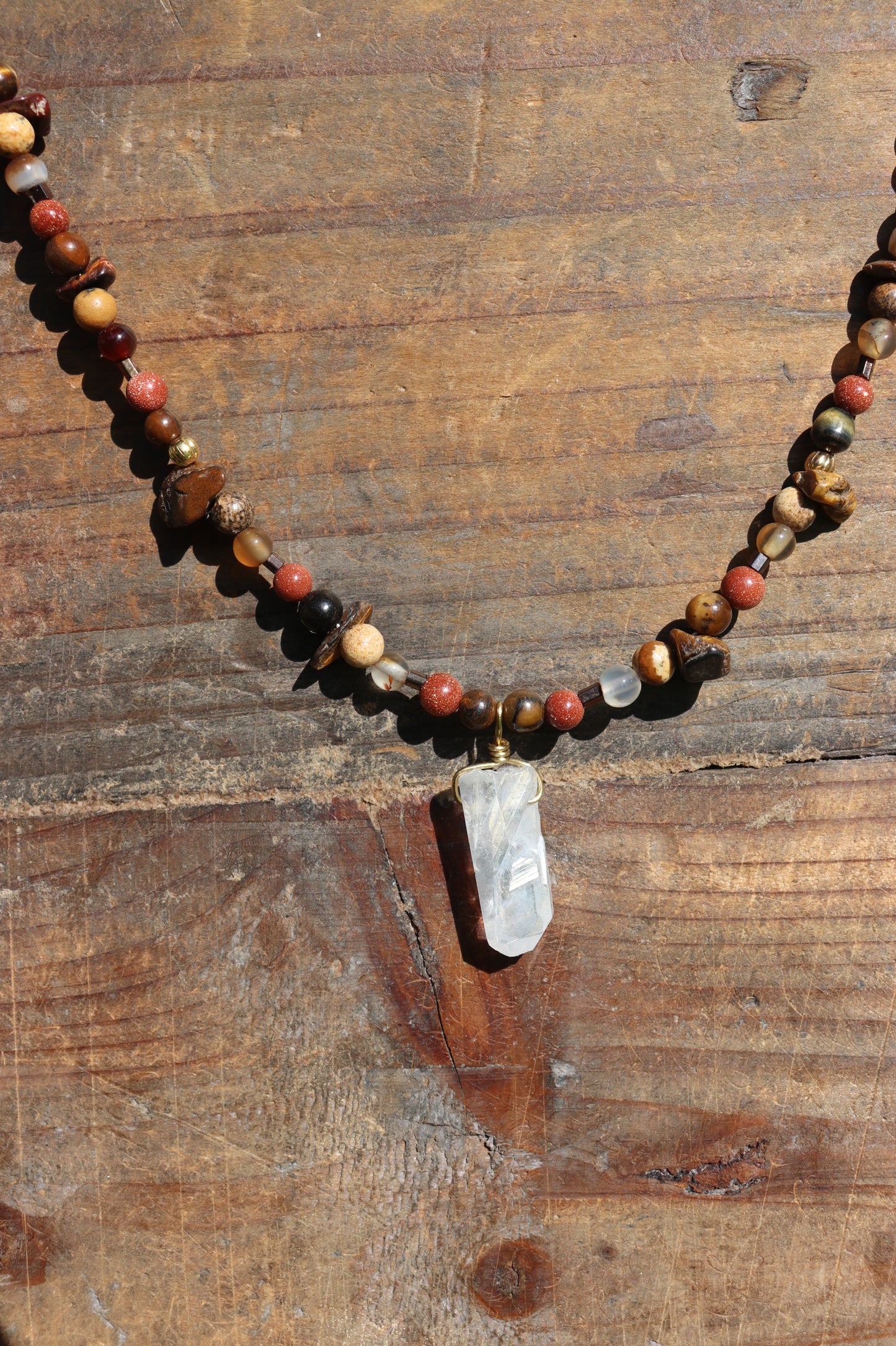 Goldstone  Clear Quartz Necklace
