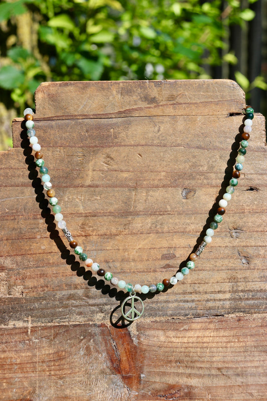 Earthy Peace Sign Necklace