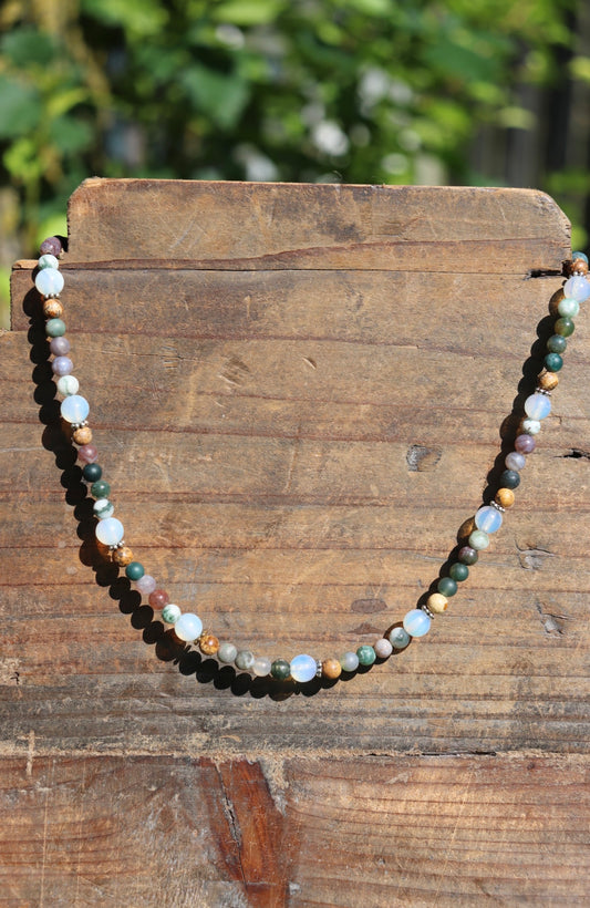 Indian Agate & Opalite Beaded Necklace
