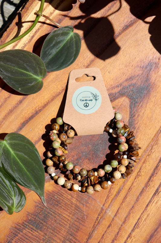 Unakite Bracelet Set