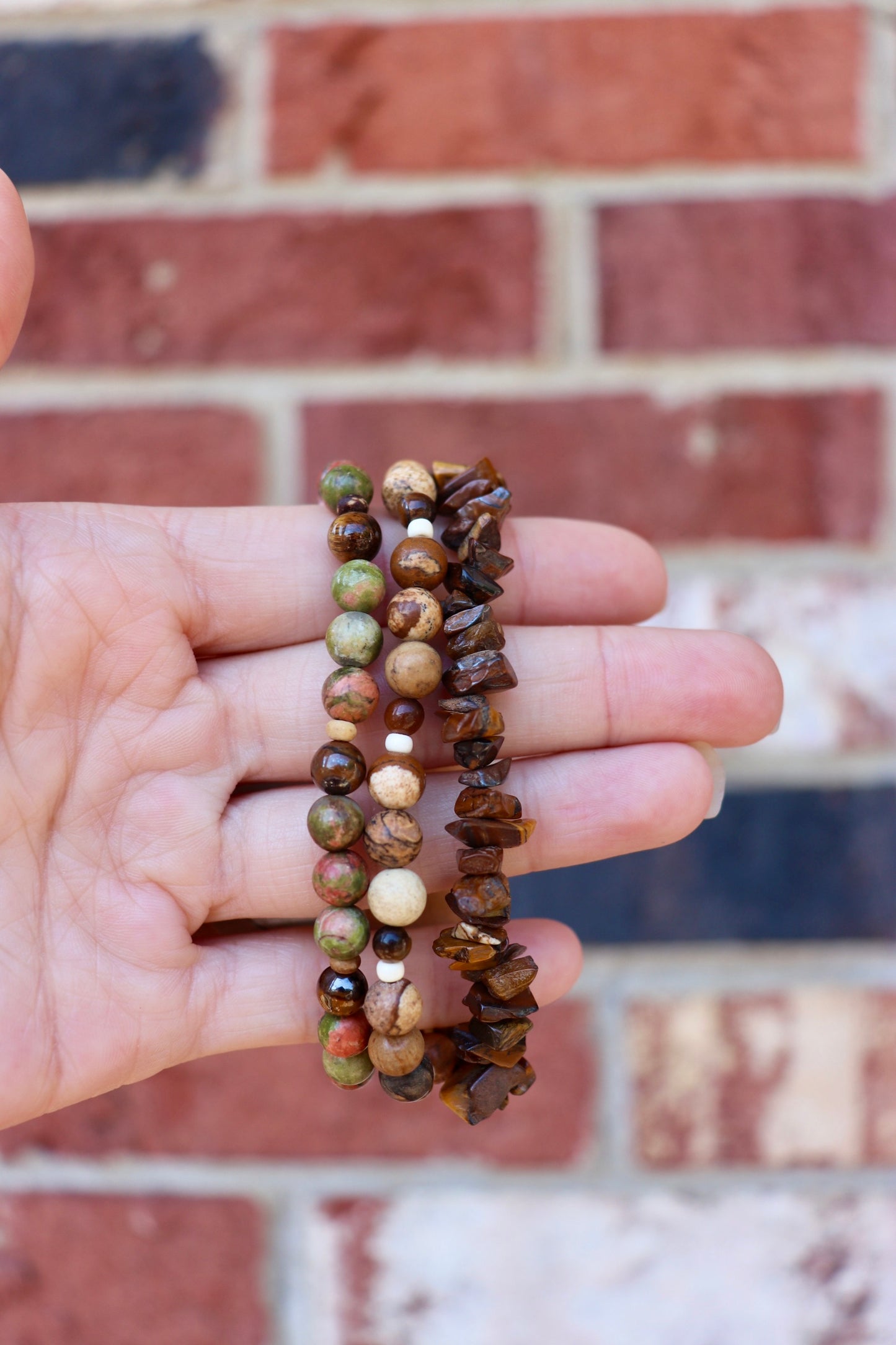 Unakite Bracelet Set