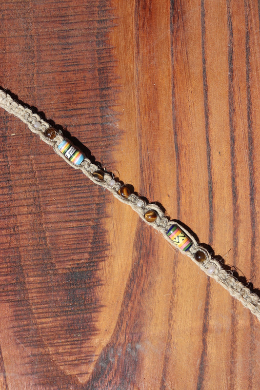 Colorful Patterned Hemp Macramé Anklet