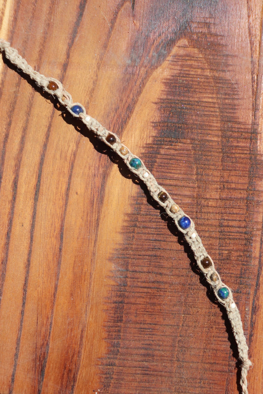 Beaded Hemp Macramé Anklet