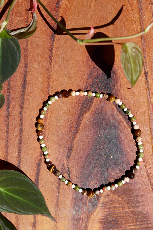 Unakite Stretchy Beaded Anklets