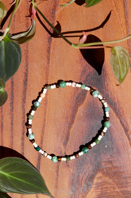 Green Spot Jasper Beaded Anklet