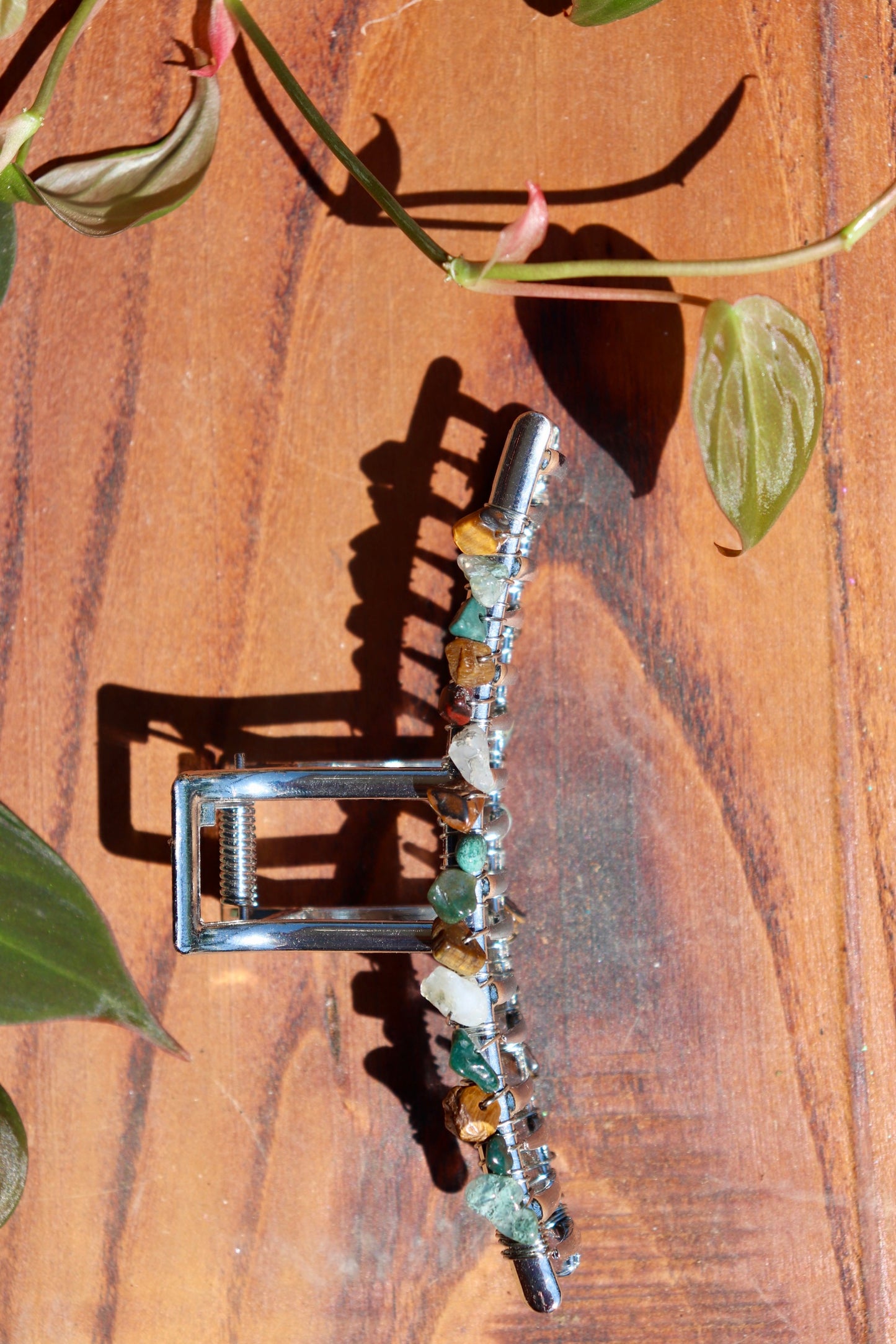 Silver Mixed Jasper Claw Clip