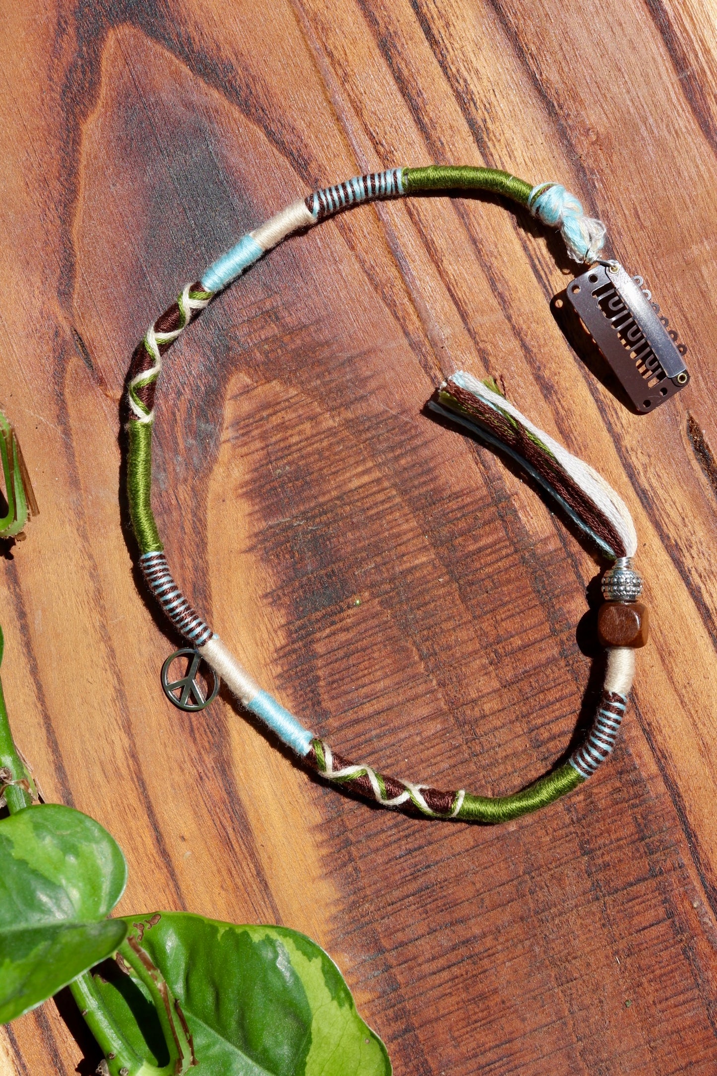 Blue, Green. Peace Clip-In Hairwrap