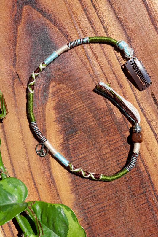 Blue, Green. Peace Clip-In Hairwrap
